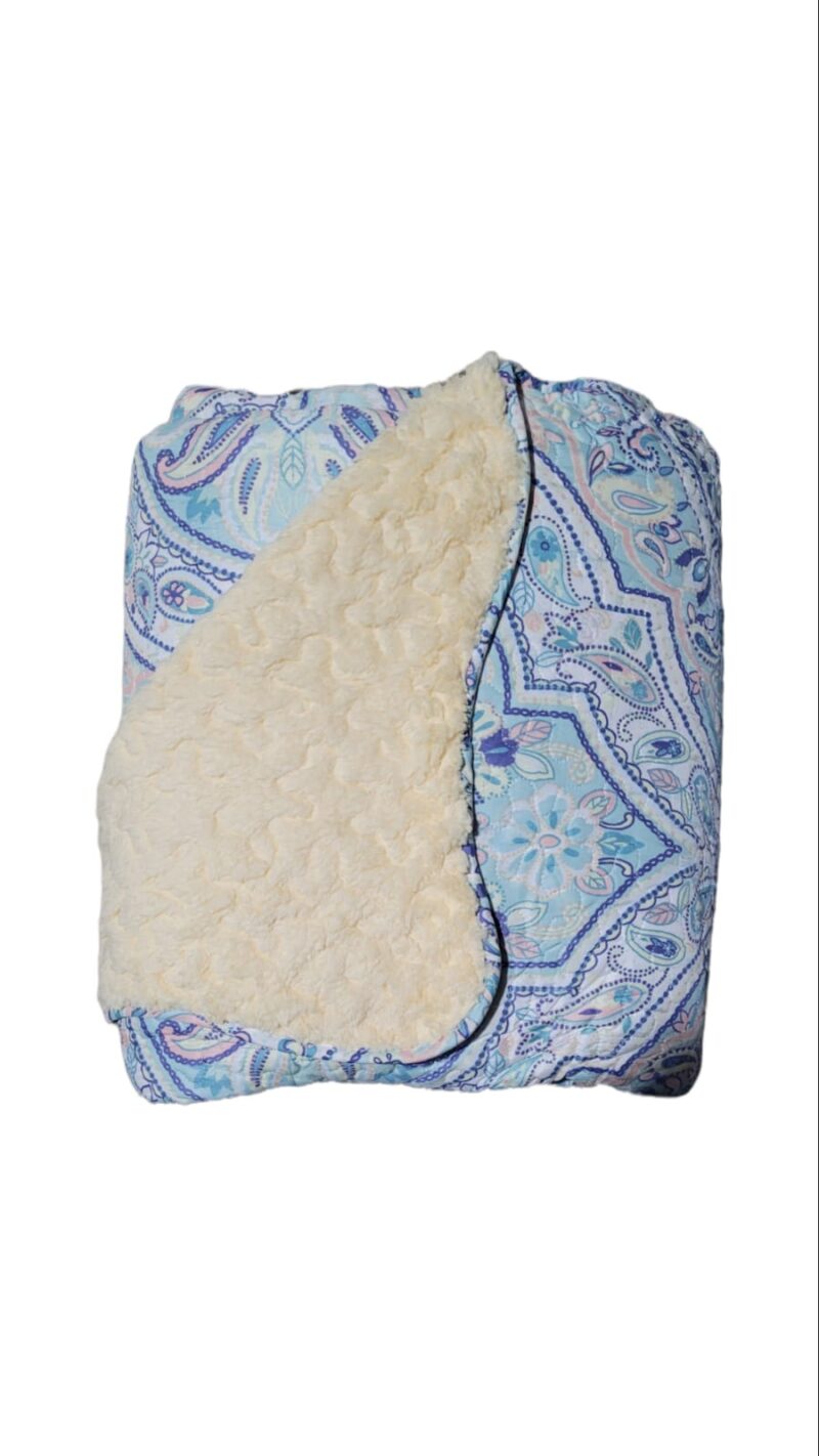 EDREDON BORREGO ESTAMPADO CELESTE