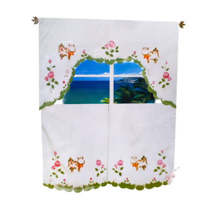 Cortina cocina vaca fondo blanco