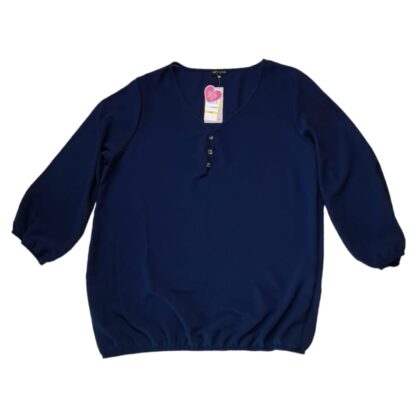 BLUSA WET LOOK PLUS LISA MANGA LARGA CON ELASTICO