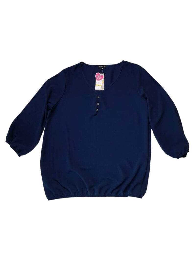 BLUSA WET LOOK PLUS LISA MANGA LARGA CON ELASTICO