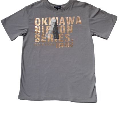 CAMISETA BLUE GREW OKINAWA LETRAS DORADAS