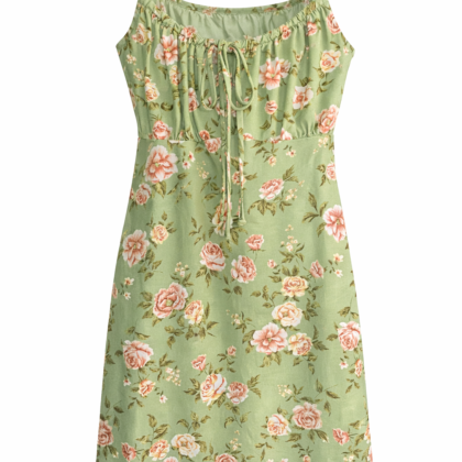Vestido Rosas Verde -VT0058
