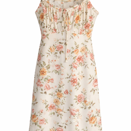 Vestido Rosas Crema-VT0058