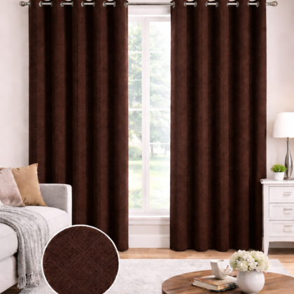 Cortina Blackout– 2 Paneles con Aros Cafe oscuro