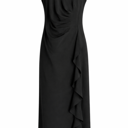 Vestido Negro Elegante – Corte Clásico con Detalle Lateral