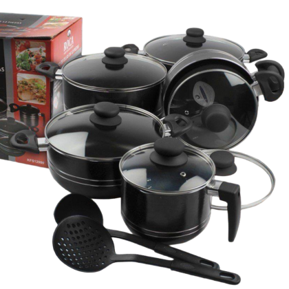 Set de Ollas y Sartén ROCA – Calidad y Elegancia para tu Cocina Color Negro