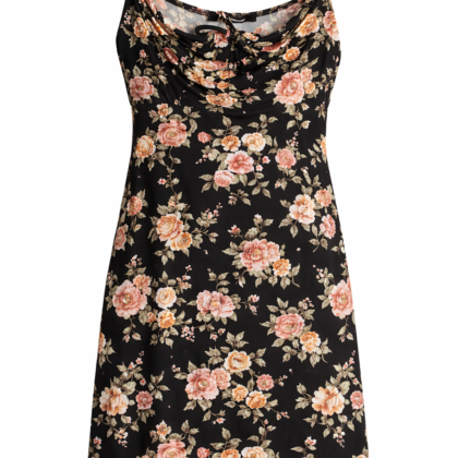 Vestido Rosas Negro- VT0058