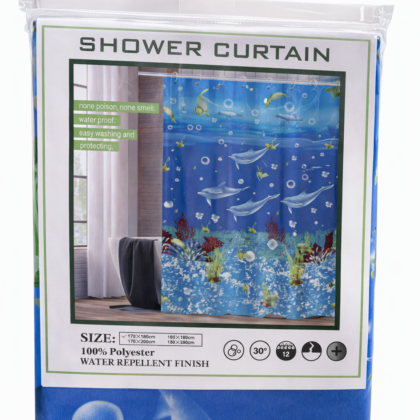 Cortina de Baño Tela Lavable Delfines – Frescura y Estilo para tu Baño 🐬🚿