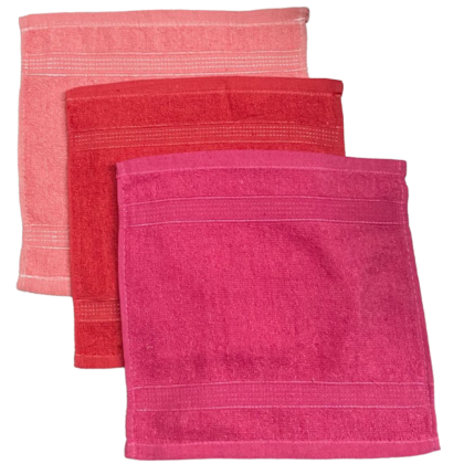 Paño Facial 30 x 30 cm (paq 3 unidades) colores rosa