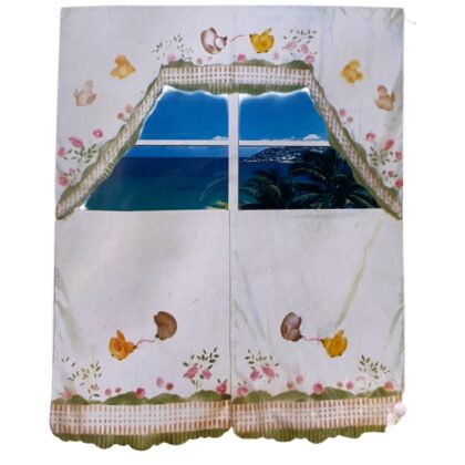 Cortina cocina Pollitos  fondo blanco