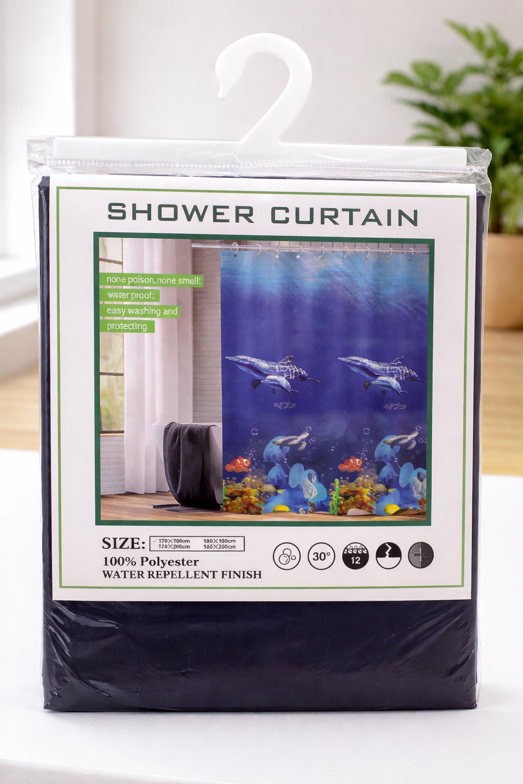 Cortina de Baño Tela Lavable Delfines – Frescura y Estilo para tu Baño 🐬🚿