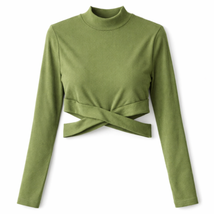 Blusa Verde Musgo Crop Cruzada BL0802
